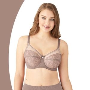 Wacoal Retro Chic Brown Lace Unlined Underwire Bra 855186 36DD Lingerie Unpadded